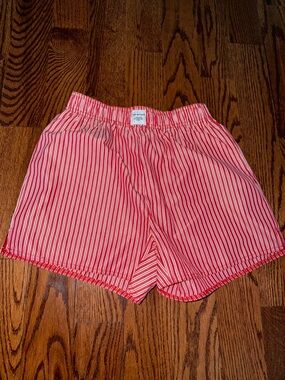 Women's Red & White Striped Pajama Shorts